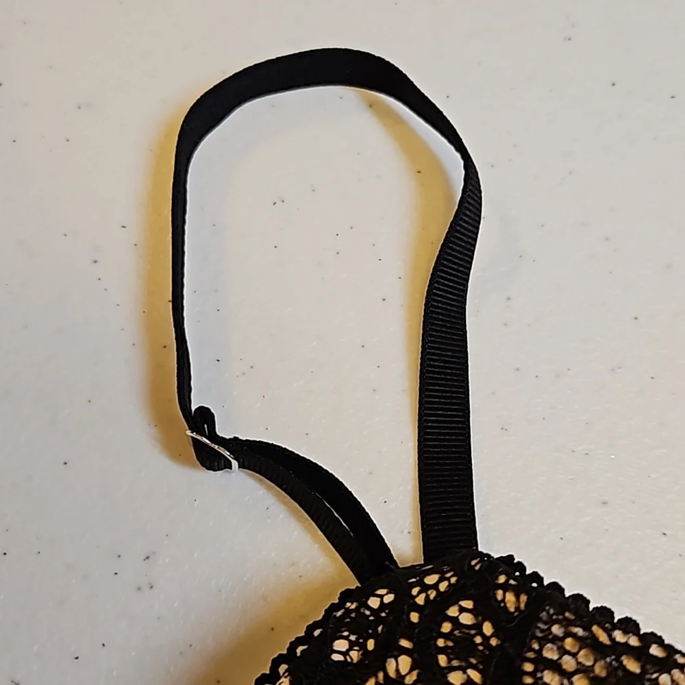 VICTORIA'S SECRET BRA DREAM ANGELS PUSH-UP 32C BLACK TAN NWOT lace